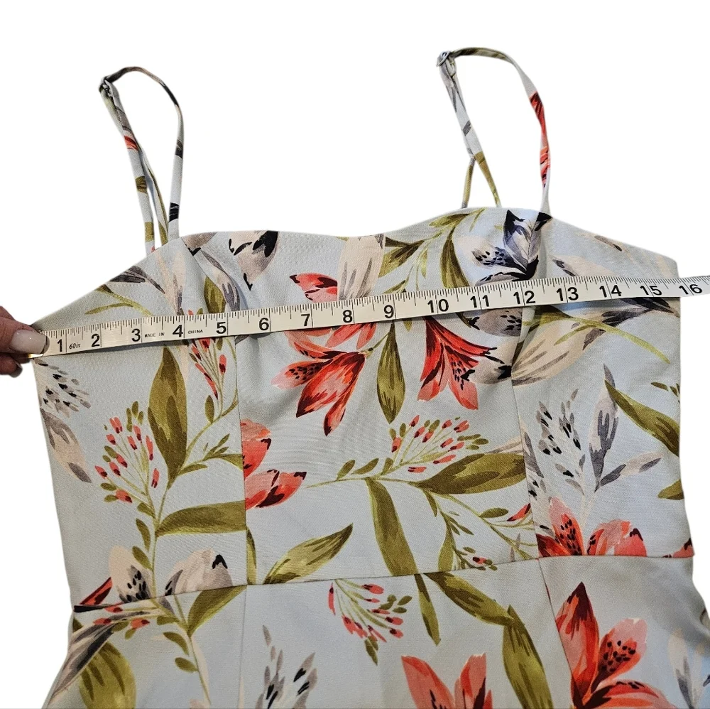 French Connection Cadencia Whisper Floral Print Minidress Light Blue - Picture 9 of 9